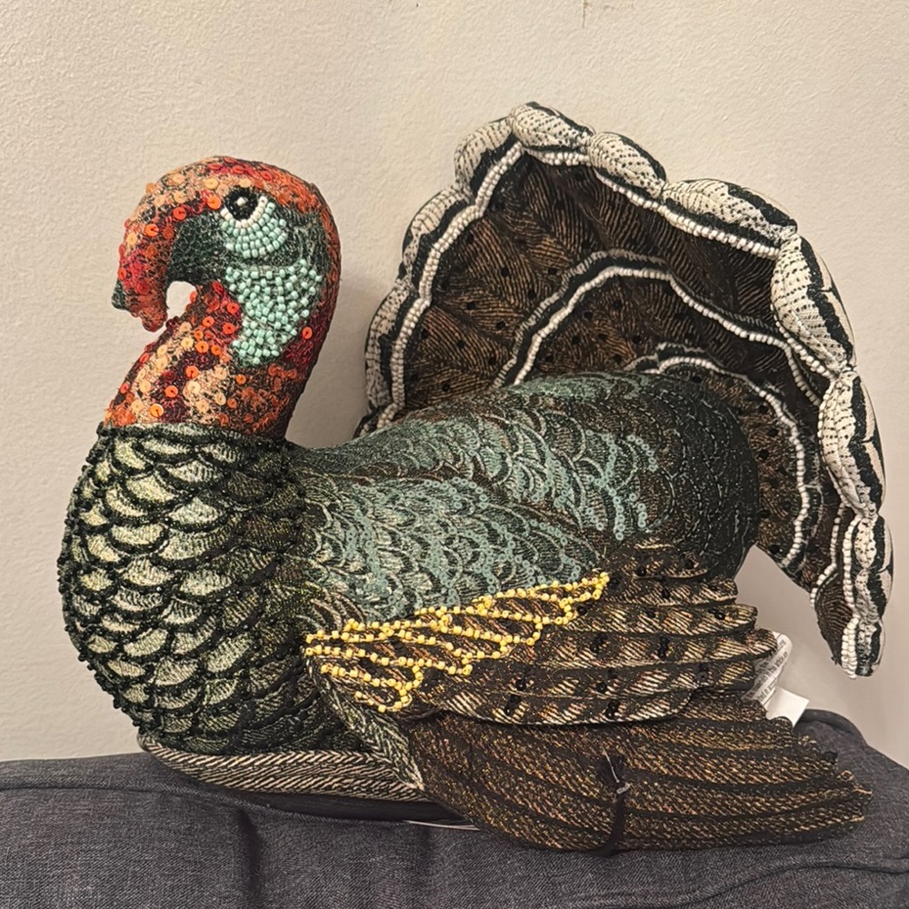 John Derian co. Colorful Beaded Turkey Decor